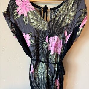 Hurley Black and Pink Floral Jumpsuit